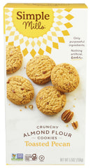 Simple Mills Almond Flour Toasted Pecan Cookies box highlights gluten-free snack option.