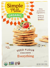 Simple Mills Everything Seed Crackers package front—gluten free, grain free snack option.