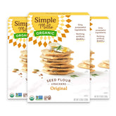 Simple Mills Original Organic Seed Crackers packaging on shelf highlights gluten-free snack convenience