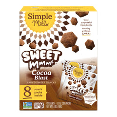 Simple Mills Sweet Mmms Cocoa Blast bite-sized cookies on plate, gluten-free snack option.