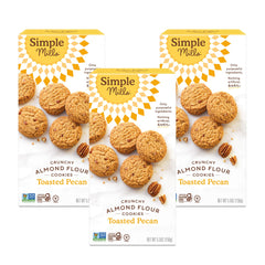 Simple Mills Toasted Pecan Cookies package shows gluten-free ingredients for quick snacking.