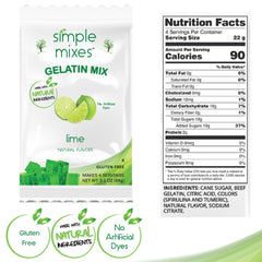 Simple Mixes lime gelatin packet featuring dye-free color for a refreshing dessert