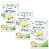 Simple Mixes Vanilla Pudding packaging highlights natural ingredients for quick dessert prep.