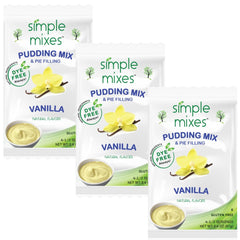 Simple Mixes Vanilla Pudding packaging highlights natural ingredients for quick dessert prep.