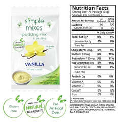 Simple Mixes Vanilla Pudding preparation bowl shows easy whisking for smooth texture.