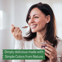 Simple Mixes Vanilla Pudding setting in refrigerator promises ready-to-serve cups.