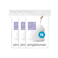 simplehuman Code N custom-fit liners securely fit 45-50L cans, reducing slips and spills.