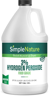 SimpleNature 3% hydrogen peroxide bottle for versatile kitchen and bath cleaning.