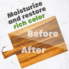 SimpleNature Mineral Oil wood restoration revives color and seals dry wood.