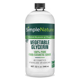 SimpleNature Vegetable Glycerin bottle shows a pure, additive-free base for skincare and crafts.