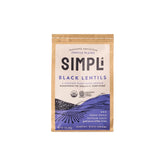 SIMPLI Organic Black Lentils packaging shows premium iron-rich protein for meals