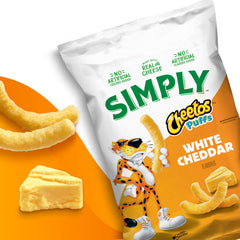 Close-up of the cheesy texture of Simply Cheetos White Cheddar puffs