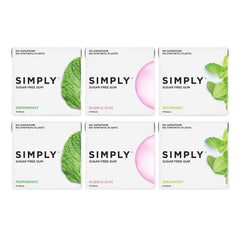 SIMPLY Gum bubblegum variety pack showcases natural chicle chewing with a plastic-free base.
