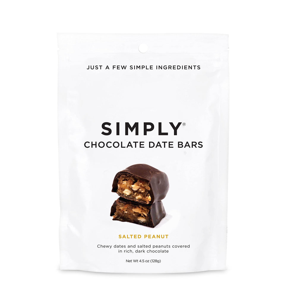 Simply Gum Salted Peanut Date Bars pack with gooey date center and crunchy peanuts for a satisfying snack.