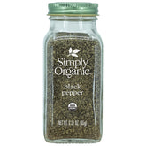 Simply Organic Black Pepper medium grind in packshot for everyday seasoning.