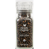 Simply Organic Daily Grind glass bottle with adjustable grinder top for easy seasoning.