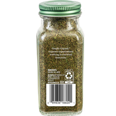 Simply Organic Dill Weed label detail shows organic and kosher certification.