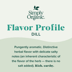 Simply Organic Dill Weed dried leaves close-up with bright aroma.
