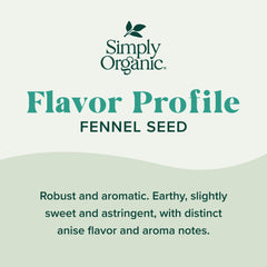 Simply Organic fennel seeds on a spice shelf indicating organic kosher quality.