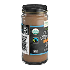 Simply Organic Frontier Cinnamon labeling emphasizes regenerative organic sourcing and ethical farming practices