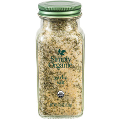 Simply Organic Garlic Salt bottle front showing organic flavor ideal for everyday seasoning