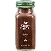 Simply Organic Ground Cloves jar on shelf for warm, aromatic flavor
