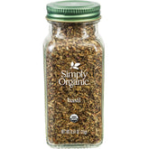 Simply Organic Egyptian Basil Leaf bottle with fresh aroma for pizza and pasta.