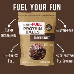 SimplyFUEL resealable pouch keeps protein balls fresh for busy days and travel.
