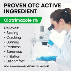 SimplyVital Clotrimazole cream on skin demonstrates smooth absorption and calming comfort.