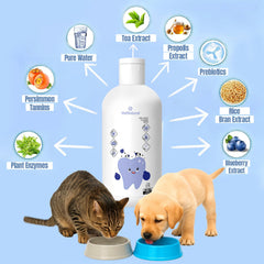 Dog drinks PawBright Dental Plus water additive for easy daily dental care