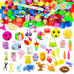 SINFOX 200-pcs prefilled Easter eggs with toys inside for classroom rewards