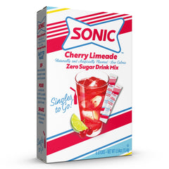SINGLES TO GO Cherry Limeade packet poured into a water bottle.