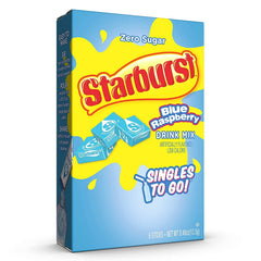SINGLES TO GO Starburst Blue Raspberry bottle-friendly packet ready to drop into a bottle.