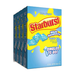 SINGLES TO GO Starburst Blue Raspberry stick dissolving in water for a refreshing flavor boost.