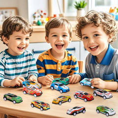 Siwarm mini race cars with bright colors for party favors and prizes.