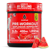 Six Star Pre-Workout Explosion Watermelon bottle ready to fuel workouts with sustained energy.