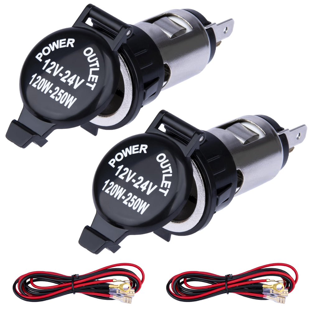 Sixzoo 2pcs car cigarette lighter sockets with cover for safe 12V power access on the road