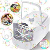 Sizonjoy Bubble Machine outdoors delivering a stream of large bubbles for celebrations.