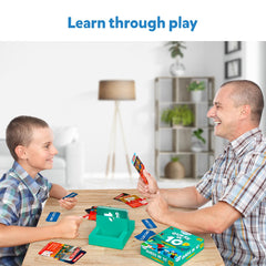 Skillmatics Guess in 10 Sports family game night setup for ages 6 and up.