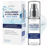 Skin 2.0 Hyaluronic Acid and Collagen Serum bottle for hydration and glow.