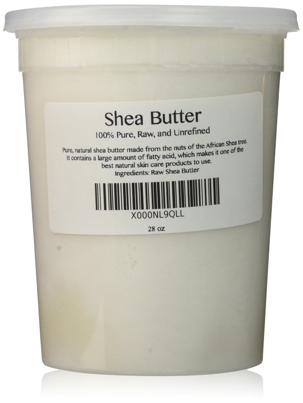 Skin Beauty Essentials 100% Pure Shea Butter jar in ivory color, ideal for moisturizing skin.