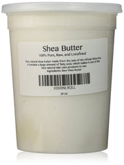 Skin Beauty Essentials 100% Pure Shea Butter jar in ivory color, ideal for moisturizing skin.