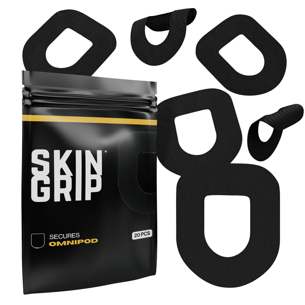 Skin Grip Insulet Omnipod 5 patch waterproof on skin securing the pump