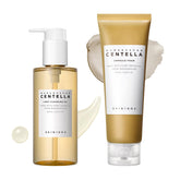 SKIN1004 Centella cleansing oil bottle pour, showing a lightweight makeup remover.