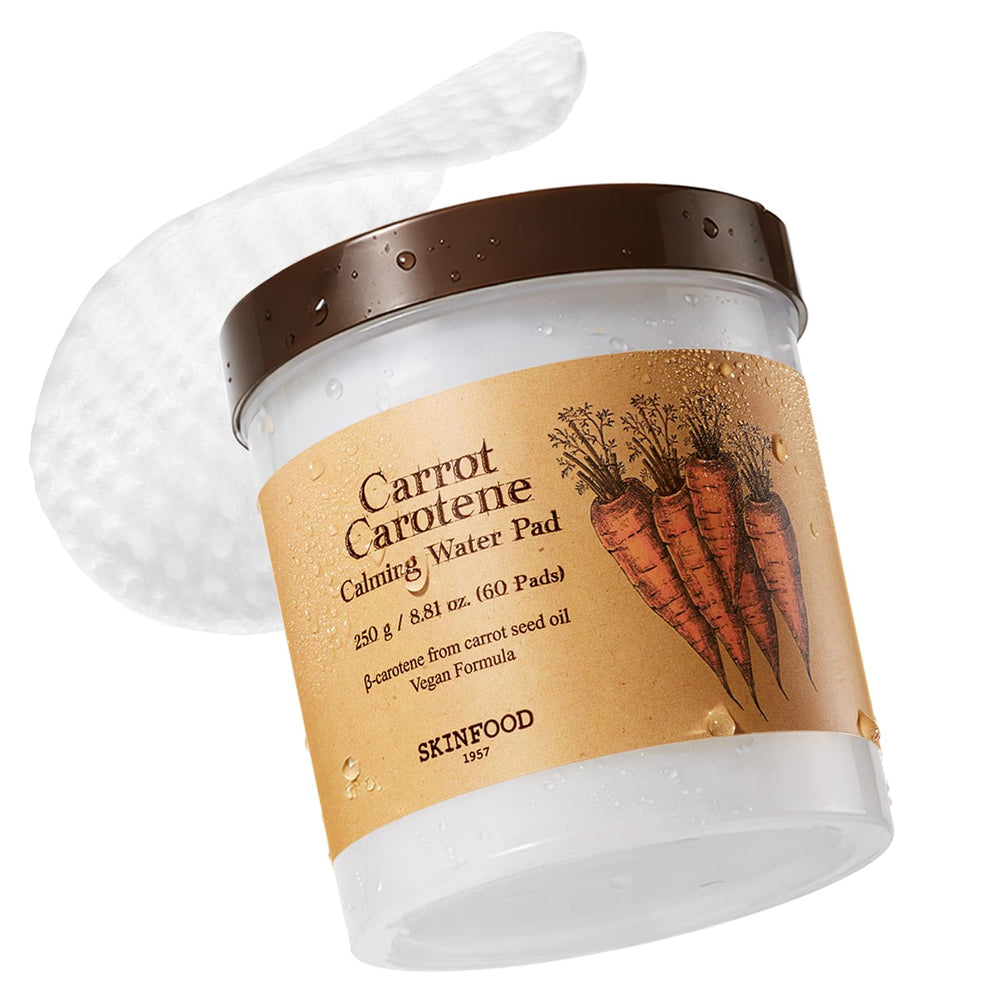 SKINFOOD Carrot Toner Pad delivers instant cooling for overheated skin.