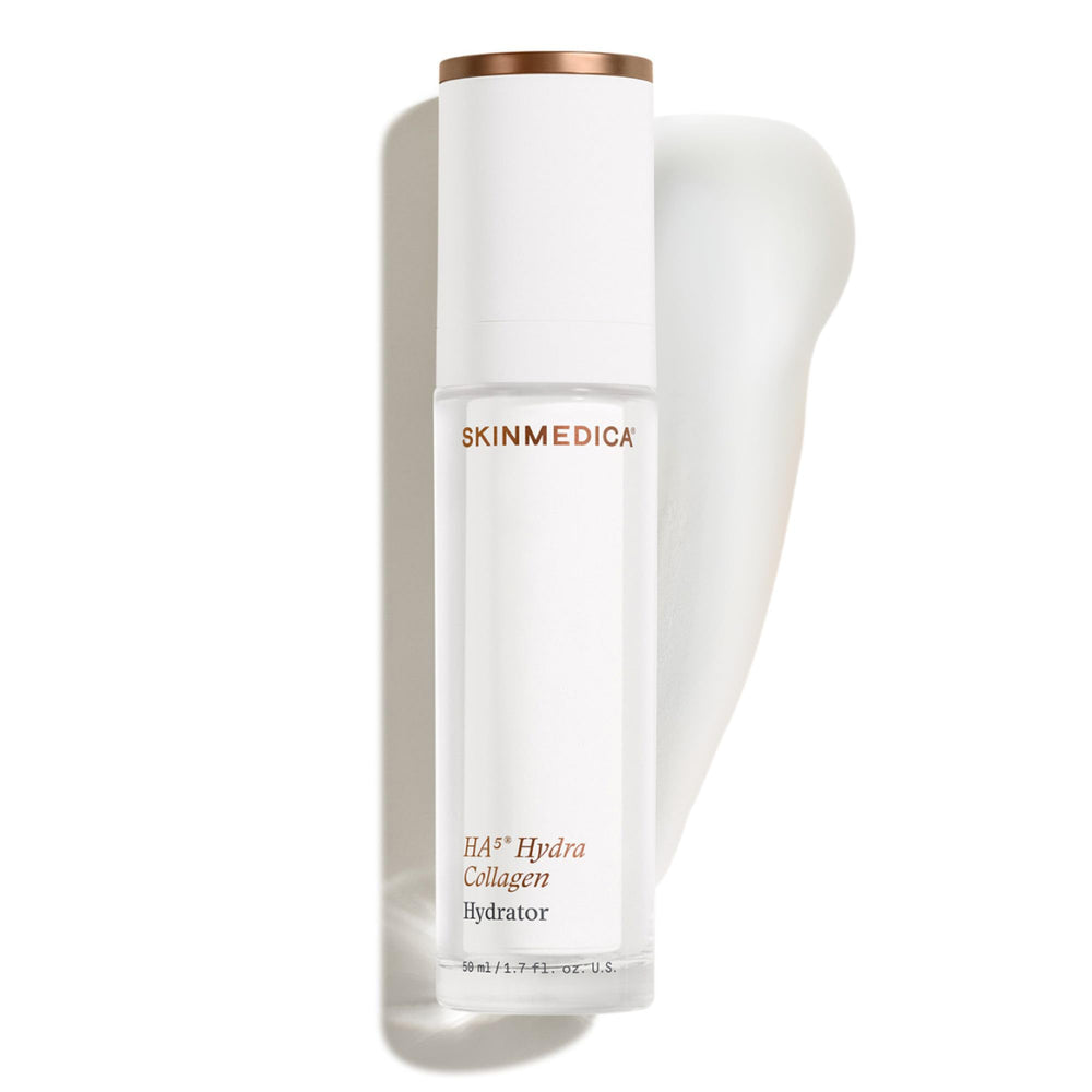 SkinMedica HA5 bottle closeup highlighting deep hydration and dewy glow