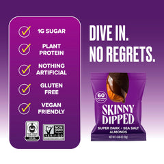 SkinnyDipped sea salt dust highlights savory balance on each almond.