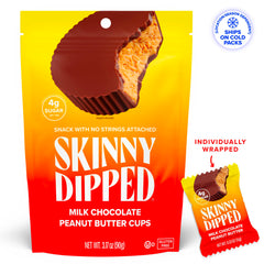 SkinnyDipped cup interior with thin milk chocolate shell.