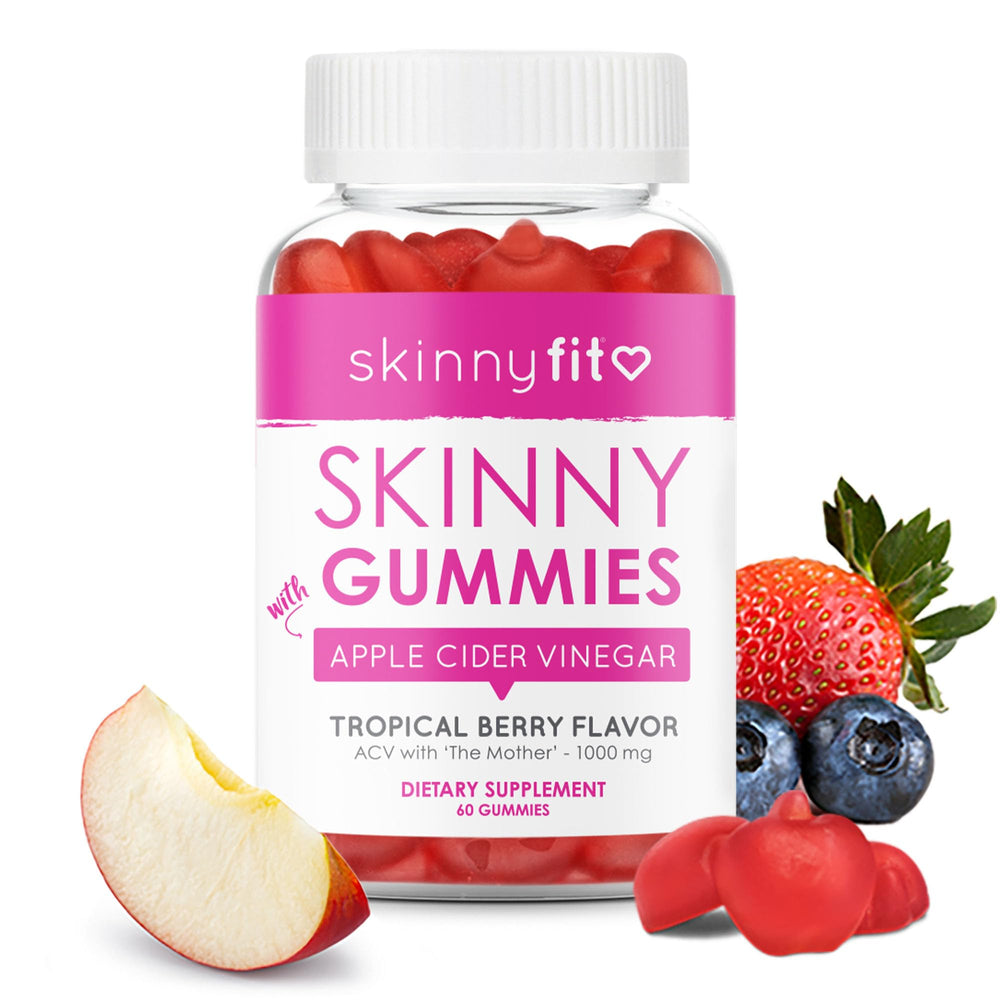 SkinnyFit Apple Cider Vinegar Gummies bottle with The Mother for healthy weight support.