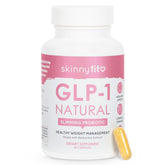 SkinnyFit GLP-1 Natural Probiotic Supplement bottle helps curb cravings and support metabolism.